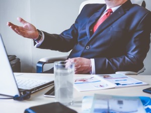 Businessman working at desk